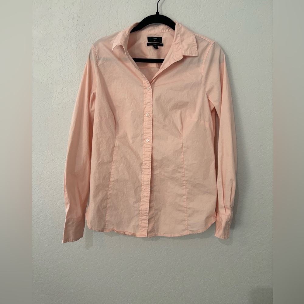 J.Crew 365 Curvy Slim Stretch Button Down Blouse Women’s Size 8 Tall Pink Coral